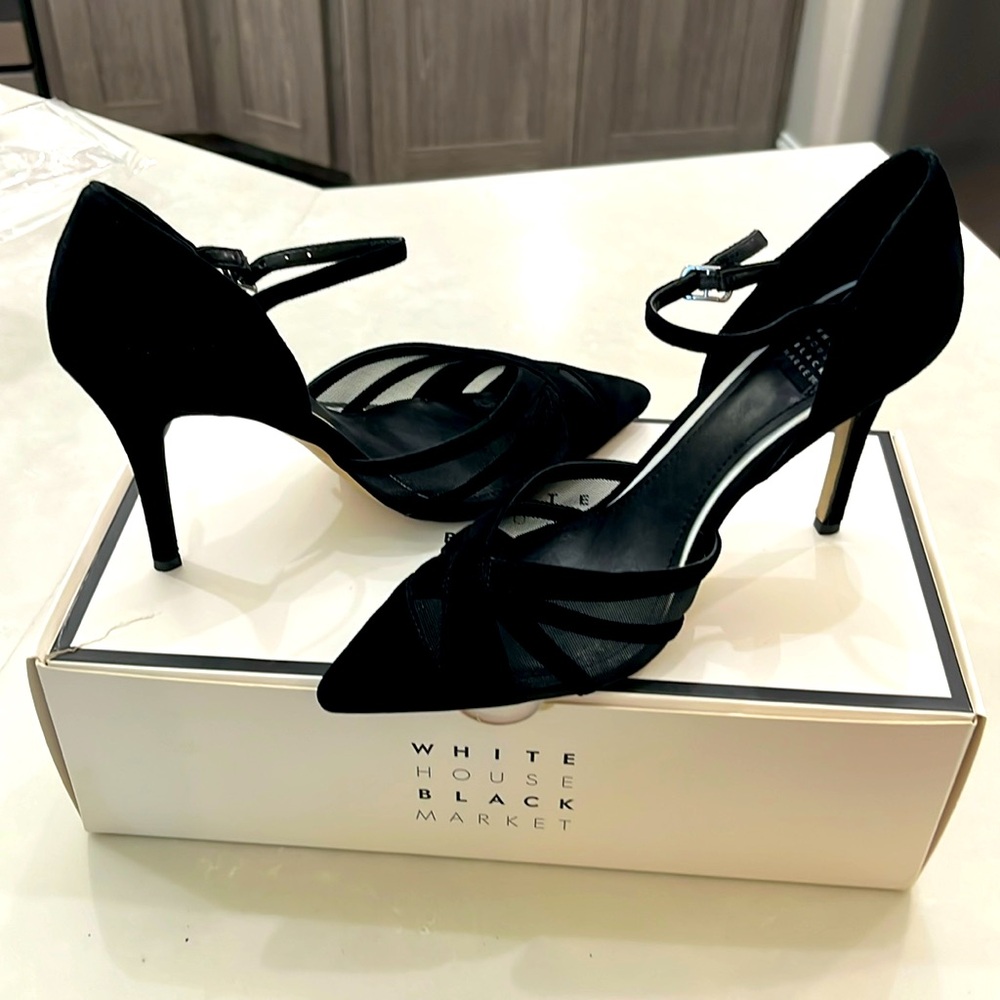 WHBM Black Suede Mesh 6.5